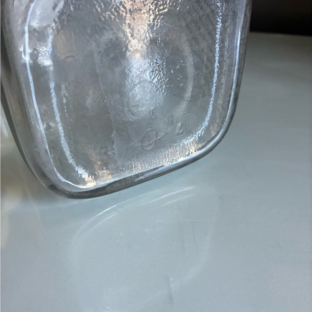 Vintage Square Clear Hoosier Glass Diamond-Pattern Glass Jar & Silver Zinc Lid - Picture 4 of 5